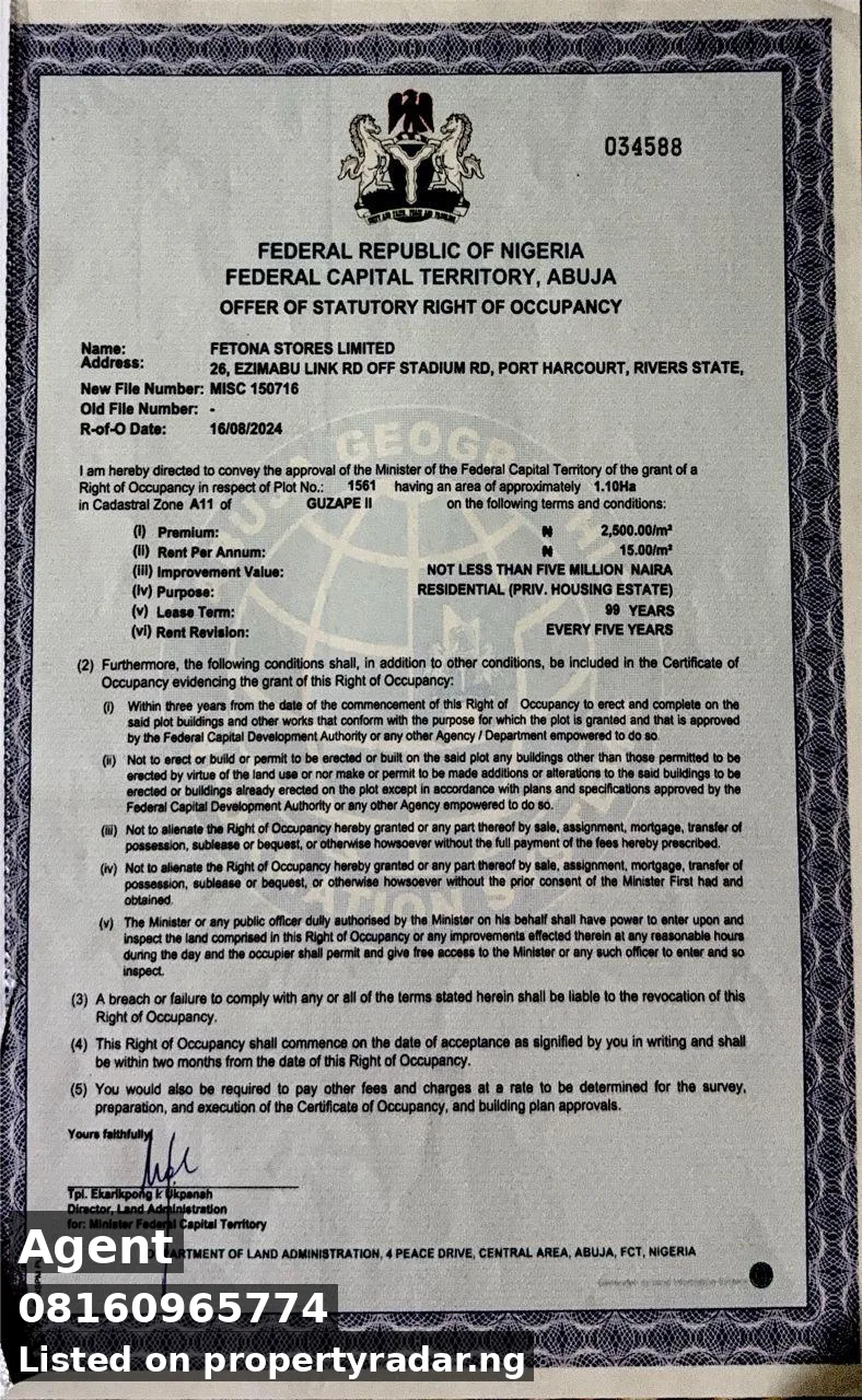 Land In Guzape For Sale in Abuja (FCT)